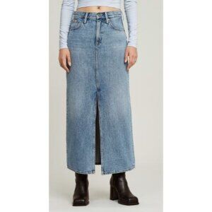 G Star Viktoria Denim Long Slit Jean Skirt Size 29 NWT